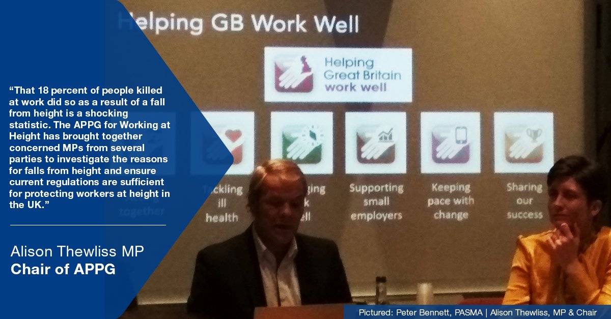 PASMALtd's tweet photo. We're proud to sponsor a newly launched APPG for working at height chaired by @alisonthewliss. With the @AIFworkatheight  let's all #helpGBworkwell by submitting evidence to its first inquiry. Find out more here. https://t.co/XhgJFrqSU0 https://t.co/2InmTgrWZc