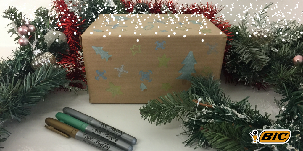 Grab a BIC® Marking® Colour Metallic and create unique wrapping paper ready for the big day!