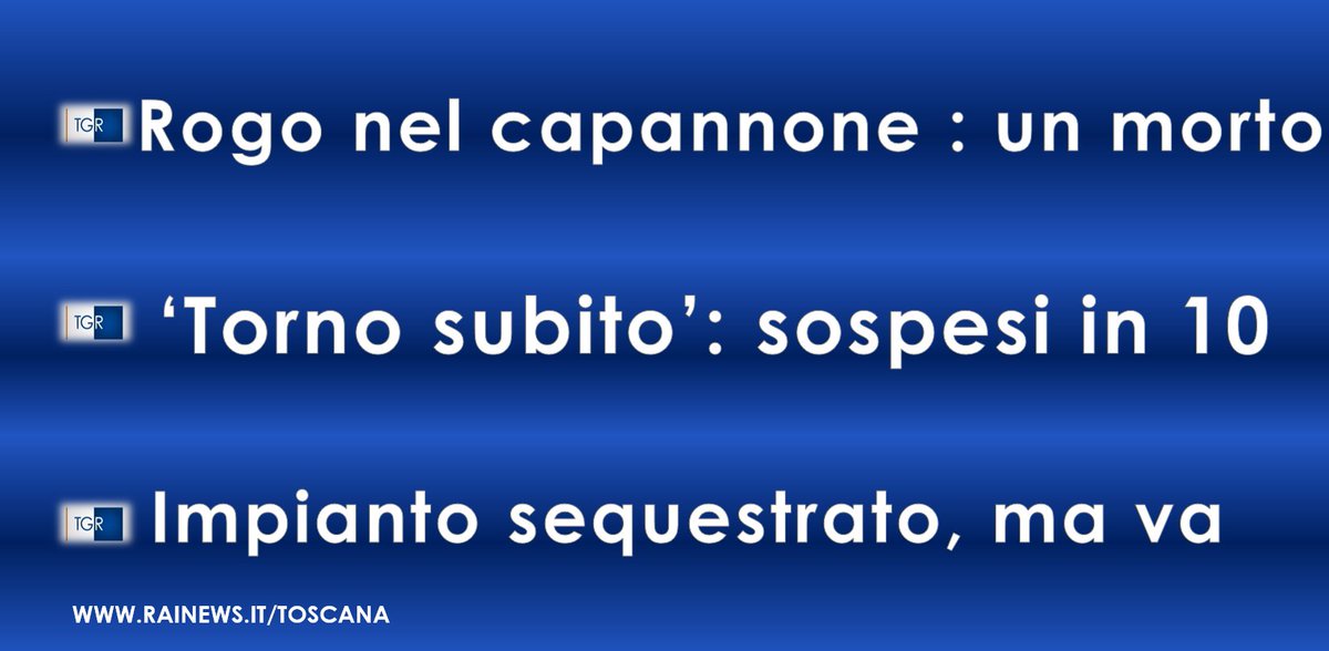 TgrRaiToscana's tweet photo. al tg h19,35 Rogo in un capannone occupato dai #Rom a #Osmannoro: morto 27enne
#assenteismo sospesi in 10 al Comune di Borgo S.Lorenzo: si assentavano dal lavoro, i colleghi timbravano il cartellino
#CasePasserini sotto sequestro, ma in funzione. E #Alia si difende @TgrRai https://t.co/qK3H106GRy