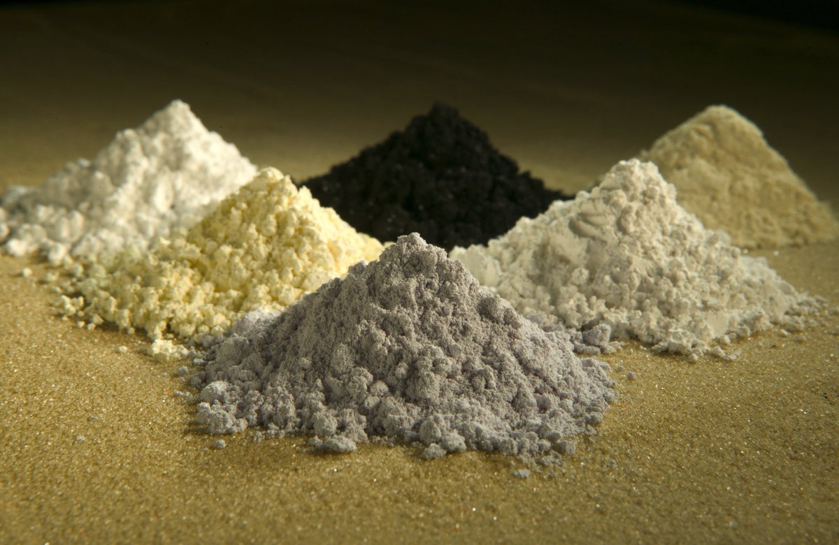 Piles of different colored powders