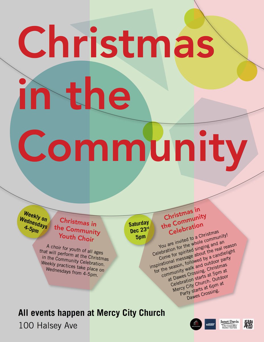 Mercy City Church is hosting a community Christmas Celebration on Saturday, December 23 starting at 5pm at 100 Halsey Avenue with spirited singing, followed by a candlelight community walk and outdoor party at Dawes Crossing.