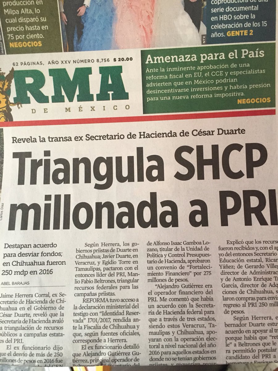 .@FEPADE_Mex debe investigar la triangulación de fondos por 250 mdp al <a href="/PRI_Nacional/">PRI</a> en Chihuahua, Tamaulipas y Veracruz en 2016. <a href="/Reforma/">REFORMA</a> ¡No puede existir tanta corrupción sin ninguna consecuencia! #AntiCorrupción #ActitudEsTrascender