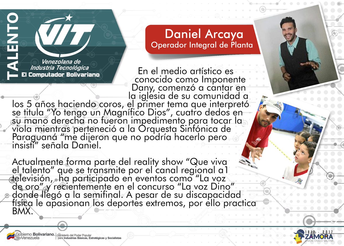computadorvit's tweet photo. #TalentosVIT Conoce a Daniel Arcaya, trabajador de #VIT que nos comparte su visión de la vida. https://t.co/DQtORIFflI