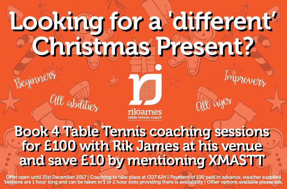 Looking for a #Christmaspresent for a #tabletennis player, get a voucher to take the sessions when you want...ish #essex #colchester