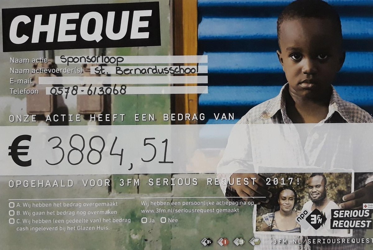 APETROTS zijn wij dat onze kinderen €3884,51 bij elkaar hebben gespaard voor <a href="/SeriousRequest/">3FM Serious Request</a>! 
Gr. 4 heeft per lln. het meeste geld ingezameld. 2 lln. uit gr.4 gaan donderdag de cheque aanbieden bij het Glazen Huis in Apeldoorn. 
Bij dezen: dank aan alle sponsoren en donateurs!