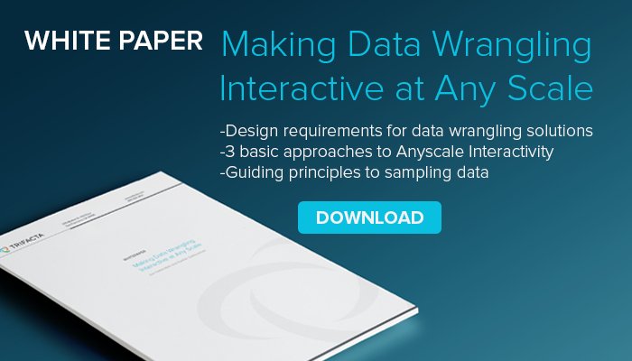 Trifacta's tweet image. Anyscale Interactivity is the key to enabling end users to wrangle data at any scale - learn more about it in our whitepaper by @joe_hellerstein & @karthikramen ow.ly/hoIS30hknDa #datasampling #datawrangling