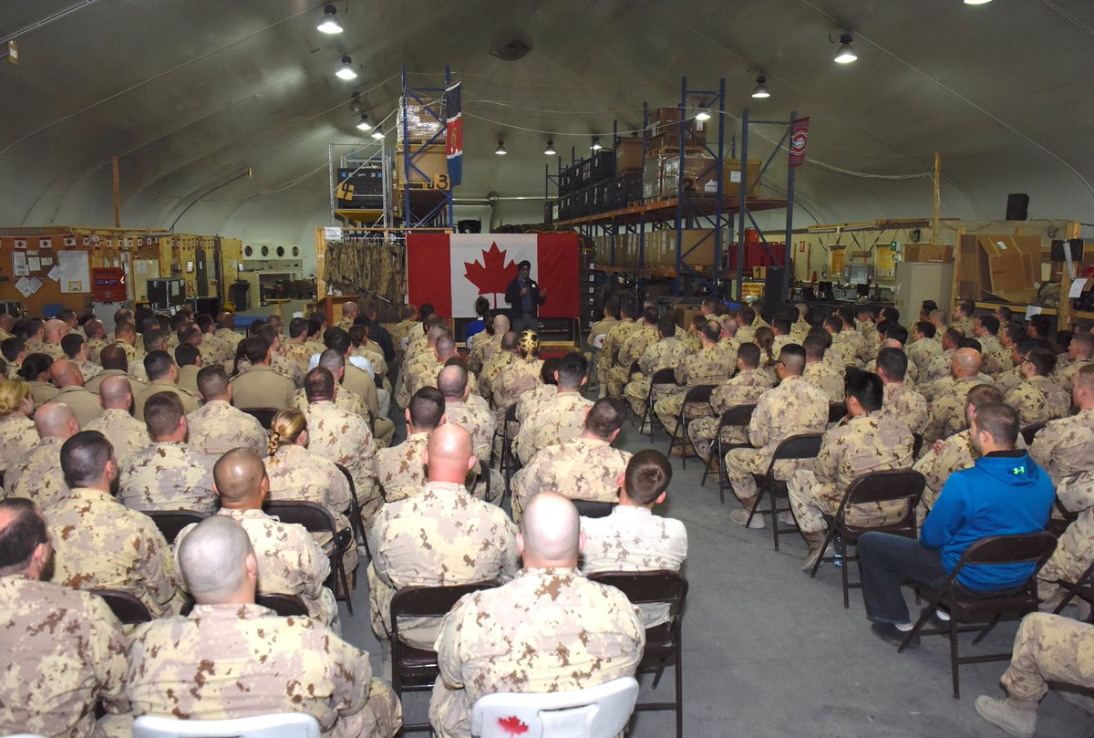 HarjitSajjan's tweet photo. Spent today at Camp Canada in #Kuwait visiting our @CanadianForces members. It is an honour to join some of our women and men deployed this season and bring best wishes from back home. You make us all proud. #CAF 🇨🇦 https://t.co/Td7QCjayRk