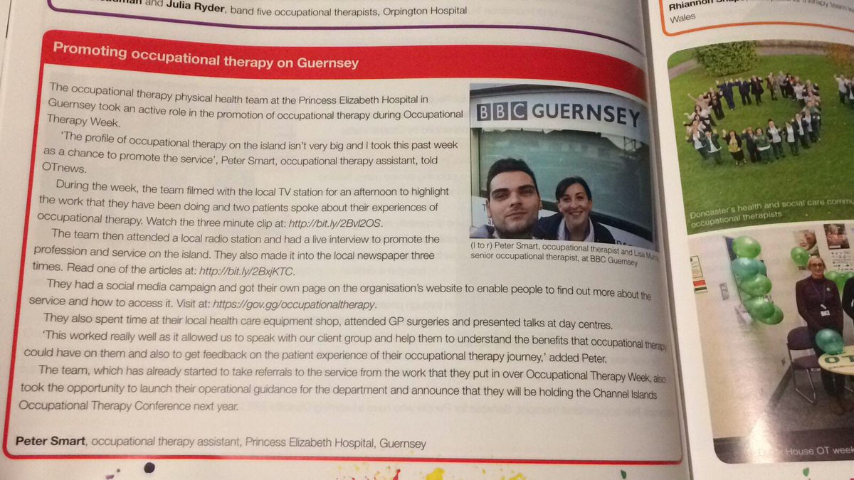 lisagsym's tweet photo. #otweek2017 #otguernsey making it in to @OTnews. Spreading the word of #valueofOT https://t.co/J51YTO1RlV
