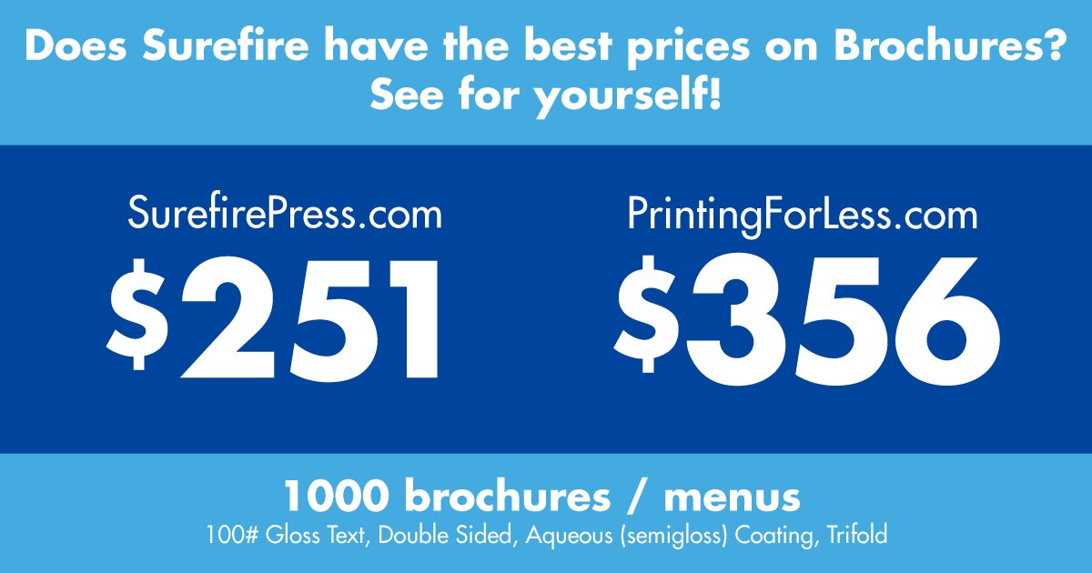 Surefire_GFX's tweet photo. Best prices on #brochures and #menus? 
See for yourself--> https://t.co/dPduqsYNEc https://t.co/BIaB5dq2F2