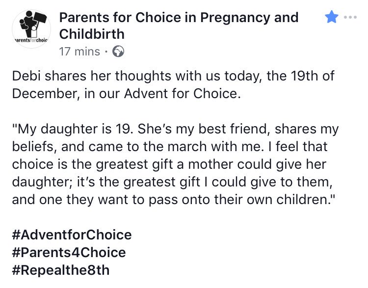 parentsforyes's tweet photo. Day 19 of #adventforchoice from #parents4choice. We fight for reproductive rights for our children so that they wonโt have to. Time to #RepealThe8th https://t.co/Fevj2LoPnK