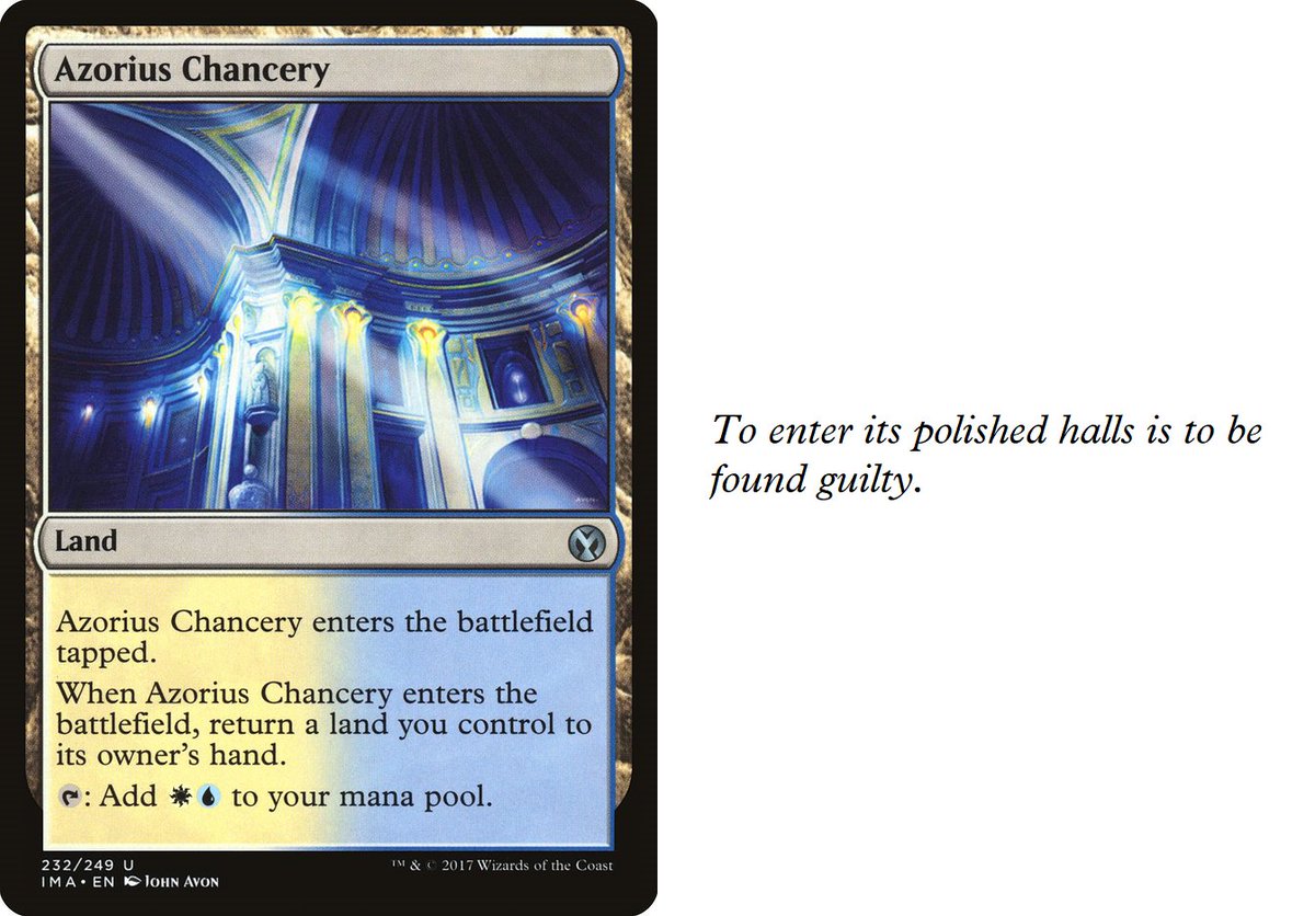 BradSpendlove's tweet photo. #flavoradded to Azorius Chancery
To enter its polished halls is to be found guilty.
#mtg #MTGIMA https://t.co/z4pgEzTob1