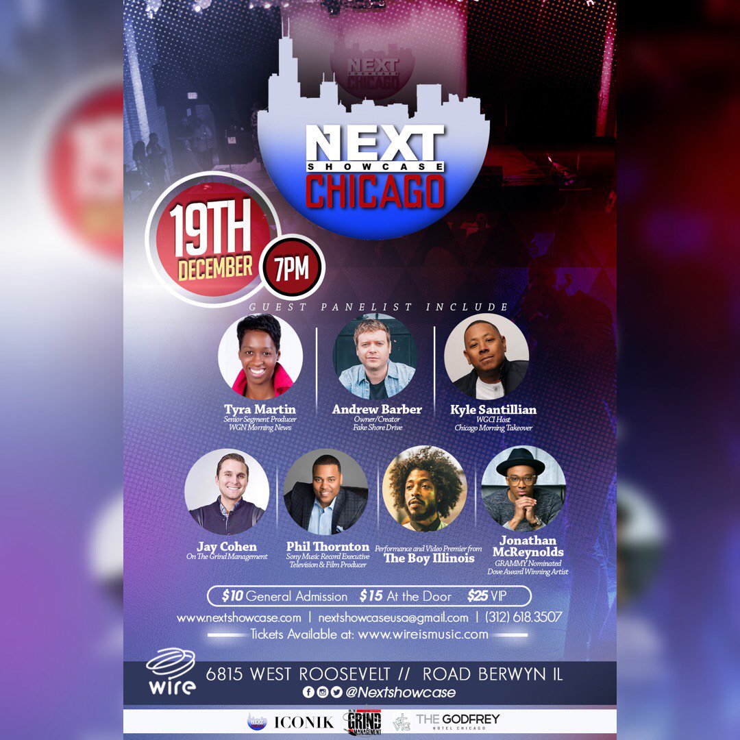 preachmusic_'s tweet photo. Come thru Wire TONIGHT for @NextShowcase Chicago. @jaycohenmgmt will be on the panel alongside @phillionaire @fakeshoredrive @TheBoyIllinois & more #NextShowcase #OTG https://t.co/yZZHg1ojMX