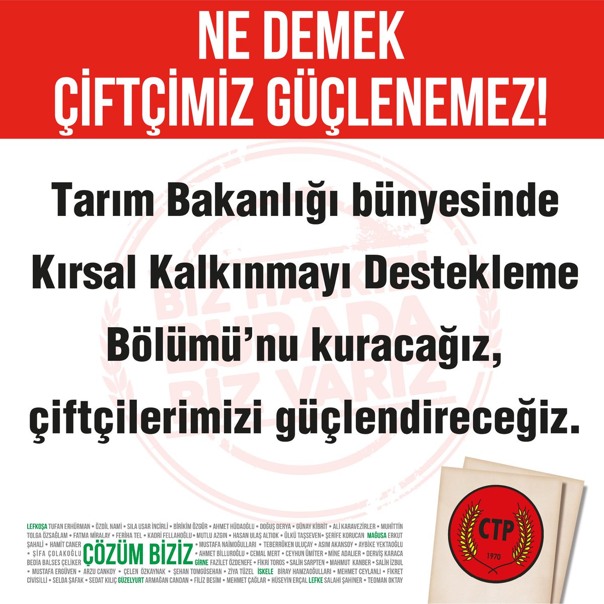 birikim's tweet photo. Tarım Bakanlığı bünyesinde Kırsal Kalkınmayı Destekleme Bölümü’nu kuracağız, çiftçilerimizi güçlendireceğiz.
(s.32)
#nedemekumutyok #çalışıryaparız #seçim2018 #kıbrıs #UmutCTP
#GelecekCTP #ÇözümCTP #CTP
https://t.co/Tvj4mNnPaU https://t.co/CNryfcMbZI