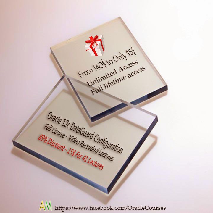 OracleCourse's tweet image. Take your gift 89%off before 31 Dec., Full Professional Oracle DBA Courses From 140$ to 15$
1- Oracle12c Data Guard configuration  
udemy.com/oracle-12c-dat…
Full Lifetime,Access on mobile &amp;amp;TV

#BigDataRetweet #code #Discount #amazon #deal
#MachineLearning #AI #Deeplearning #NLP