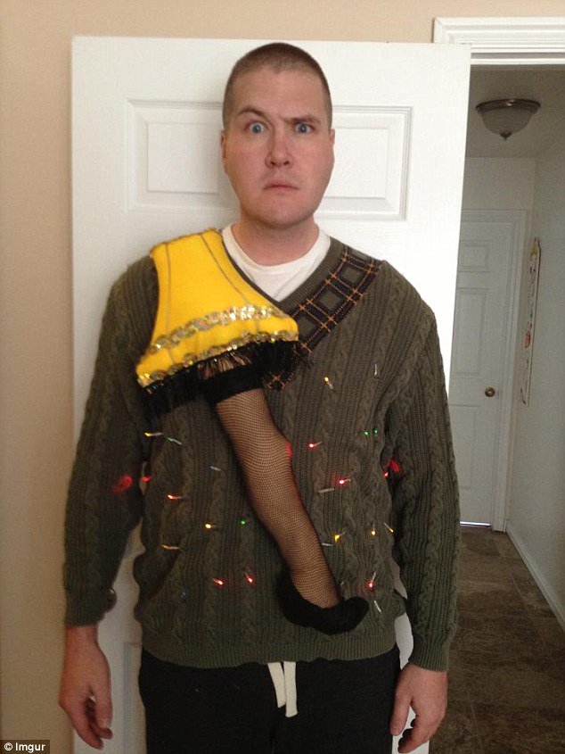 killer_kitsch's tweet image. A Christmas Story DIY Christmas jumper #GeekHour #GeekShout