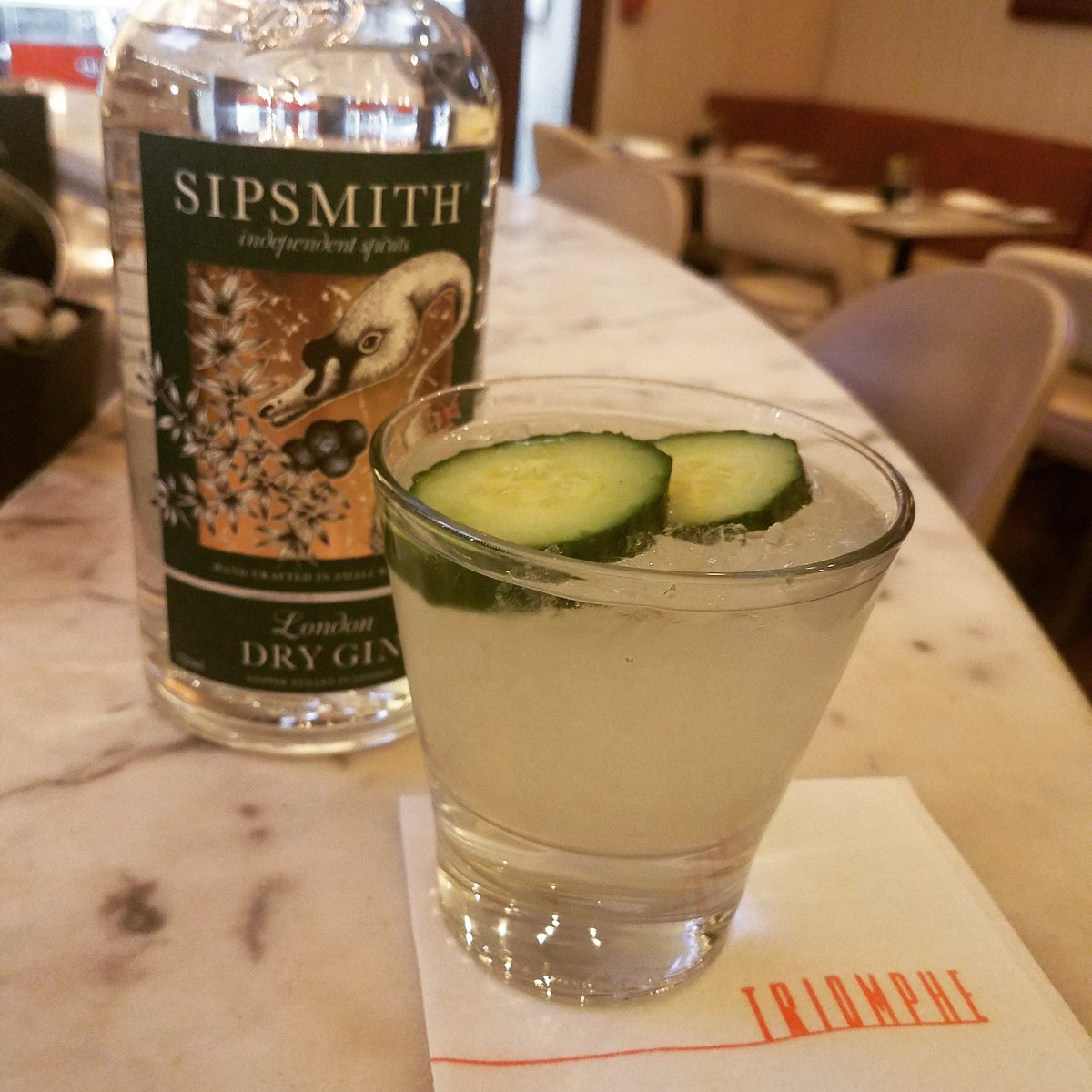 Sipsmith takeover at the bar tonight #triompheny #drinks #nycdrinks #thirsty #midtown #sipsmith