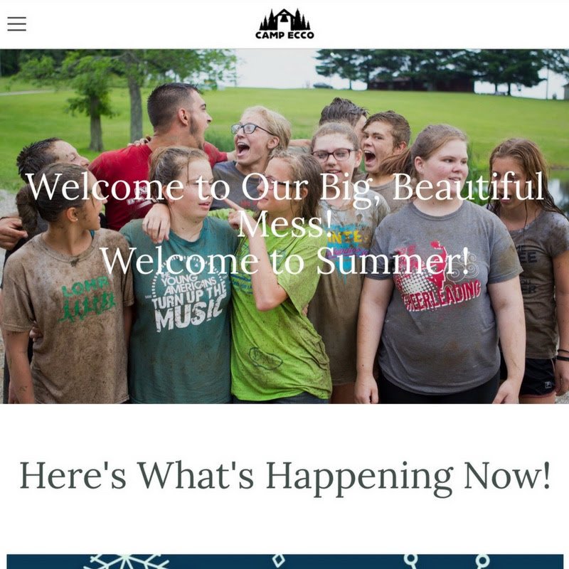 camp_ecco's tweet photo. Front page, people! It's a pretty cool #websitefact that you can open up our website and see friends, summer, and what's happening in the world of ECCO right now!
https://t.co/2znRUBFugu https://t.co/Dwh0Ci4xgB