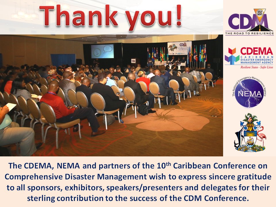 cdemacu's tweet photo. Thank you for your participation at #CDM10. May we continue to build our regional resilience through the development of partnerships.
#CDMcheckpoint2017 #CDMconference2017 #CDM10 #CDMYouthPartners #CDM10Youth
@nemabahamas NEMA-Bahamas https://t.co/2KBgC8IDeF