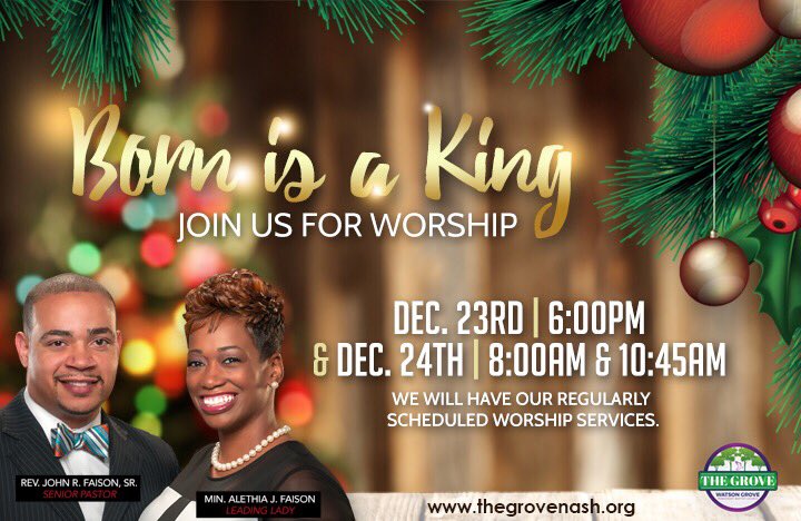 TheGroveNash's tweet photo. Join us this weekend as we worship the Savior!! All service times will be held: Saturday at 6:00PM &amp; Sunday at 8:00AM &amp; 10:45AM. Wear an ugly sweater; you may win our contest! See you there!
#Accelerate2017 https://t.co/TkkAbIXDXw