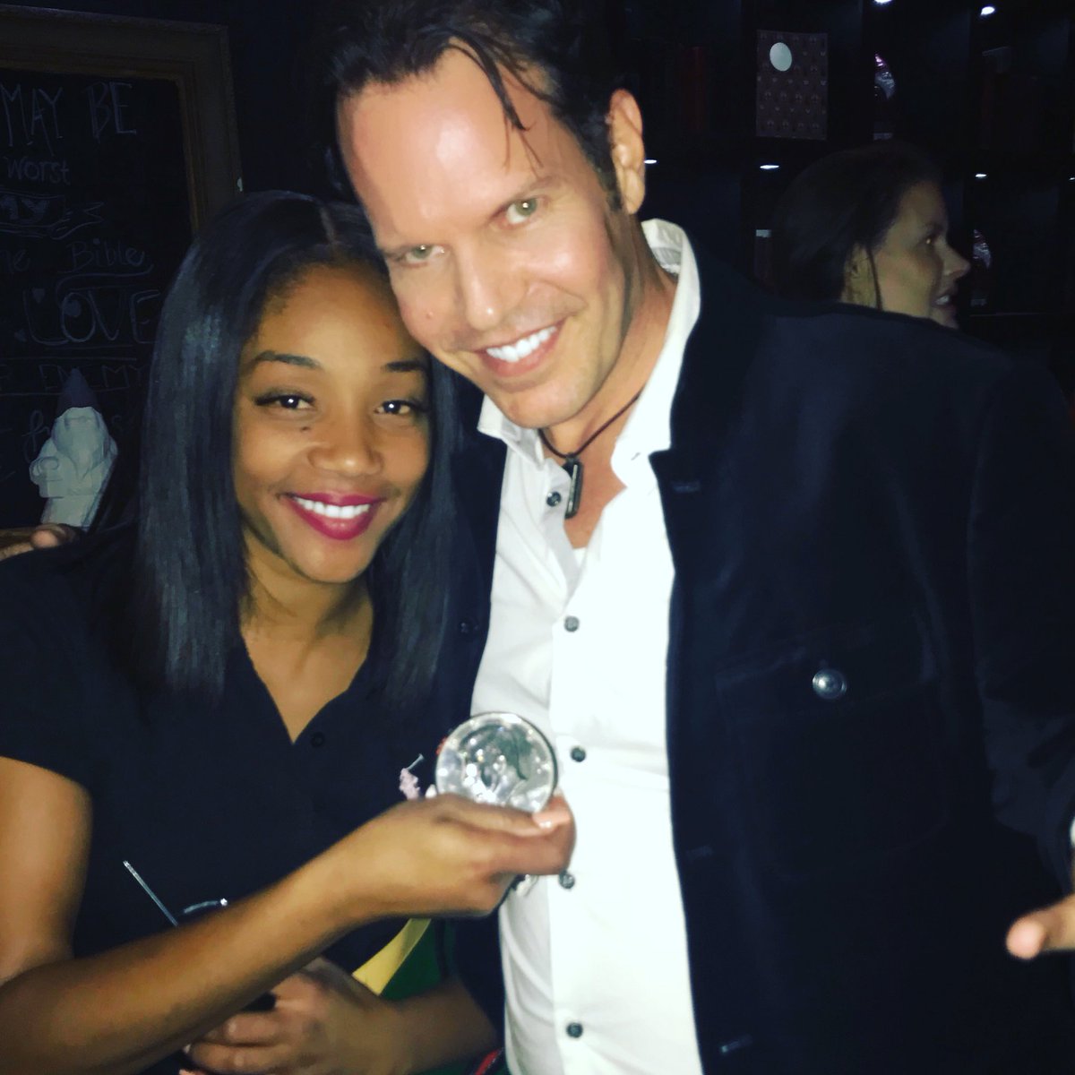 TheMagicStage's tweet photo. Magic with the hilarious @tiffanyhaddish at “The Oath” movie wrap party! https://t.co/6WBAV1wa84