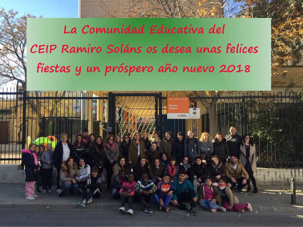La comunidad educativa del CEIP Ramiro Soláns os desea unas felices fiestas  y un próspero año nuevo 2018.