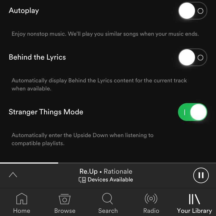 seanhosein's tweet photo. What is this sorcery #Spotify?
#StrangerThingsMode #UpsideDown https://t.co/2Cyd2wqFNu