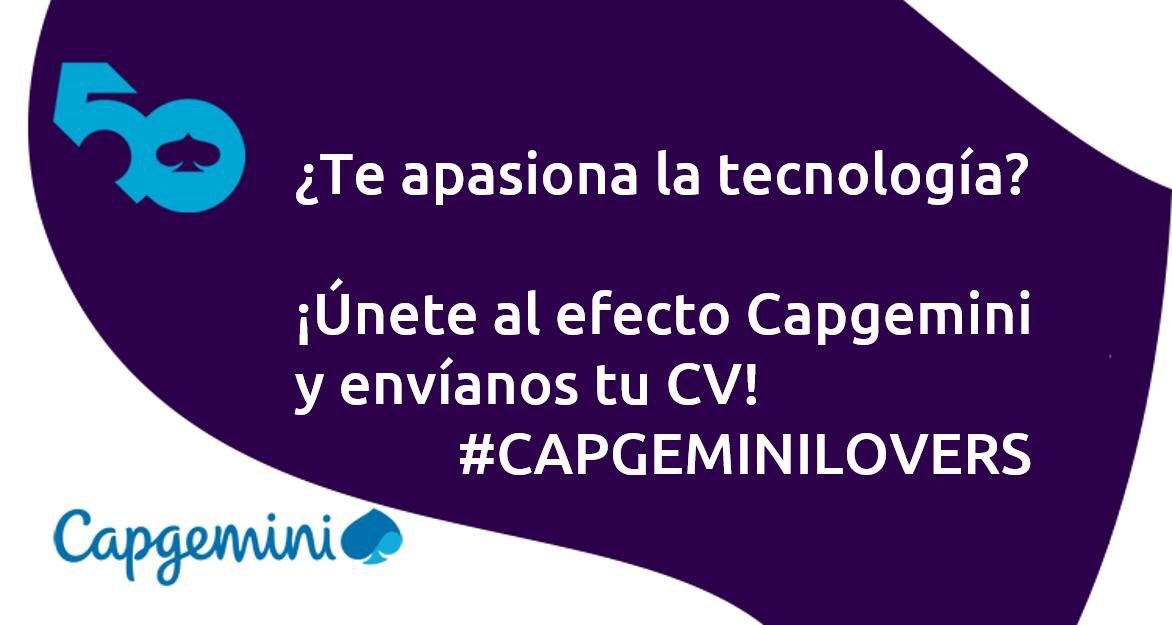 antonioele's tweet photo. Lanzamos la campaña #CAPGEMINILOVERS en busca de nuevos profesionales. Ponte en contacto conmigo y me encargaré de organizar todo para tu entrevista en Capgemini. https://t.co/w1c8cFTfDX