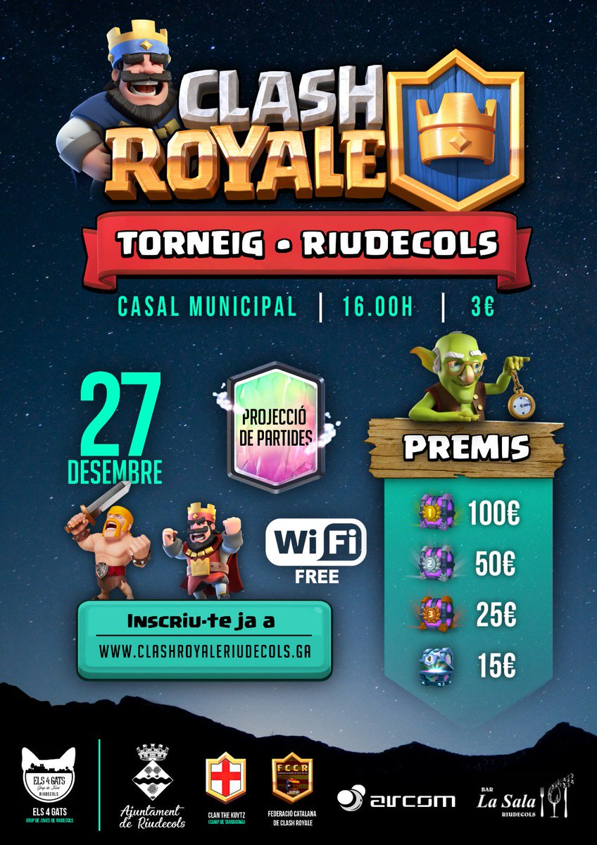Els4GatsNonStop's tweet photo. 🏆La copa que aixecarà el guanyador està apunt de sortir del forn. Qui la aixecarà?🏆
27 desembre, a partir 15:30 de la tarda, Casal Municipal de Riudecols, I Torneig de Clash Royale de Riudecols. 
Qui serà " the Champion"? 
Últimes places disponibles a:
Clashroyaleriudecols.ga https://t.co/JoDZEXM6eo
