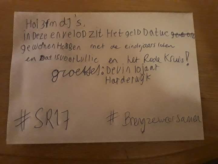 mjstokman's tweet photo. Bonuszoon is geïnspireerd door ons optreden en wil ook iets doen! @seriousambt #7eSA #sr17 #morgenbrengen https://t.co/yTMMmN5dKS