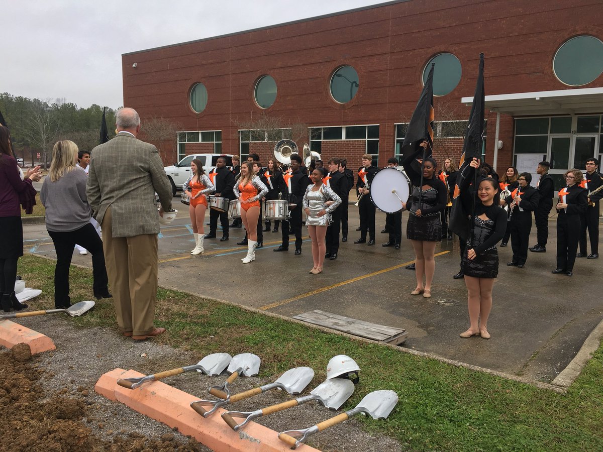 HooverHighBucs's tweet photo. Official Band Room Groundbreaking @HooverHighBucs today! Construction begins soon to accommodate what will likely be a 400/member band next year! #HooverPride #HCSStrong #HooverHigh #HooverBand https://t.co/PSsMGp9vu6