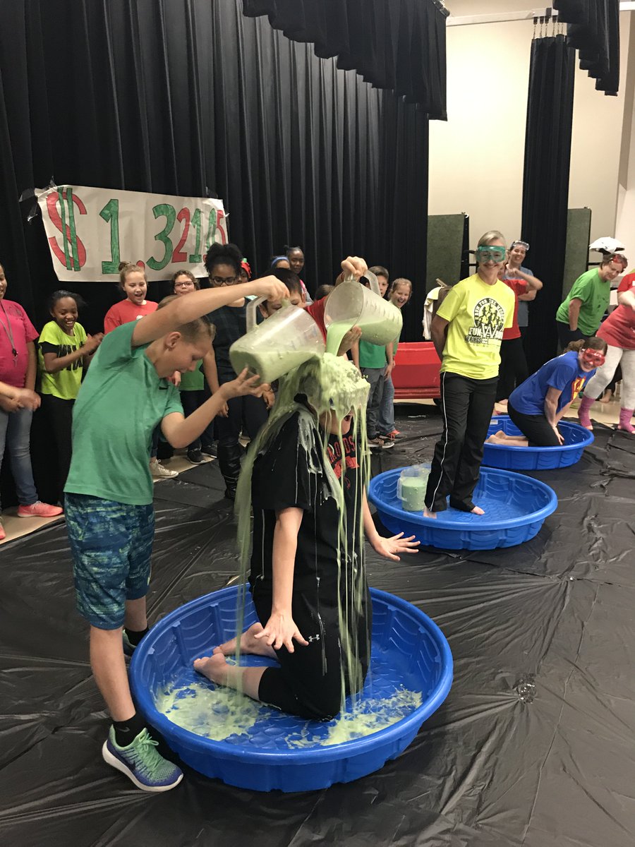 TylerISD's tweet photo. @woodstylerisd students and staff had a fun afternoon "Sliming" administrators, PTA officers, and even Tyler ISD Board Trustee @aar0n_m to celebrate exceeding their fundraising goal for the Salvation Army! https://t.co/54pEpmvuh4