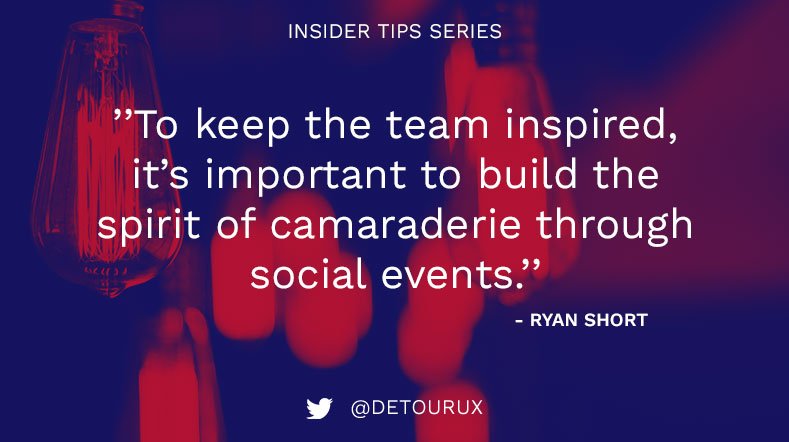 ’‘To keep the team inspired, it’s important to build the spirit of camaraderie through social events.‘’ - Ryan Short, UX lead #ux #design #tiptuesday #tips #uxdesign #holidayparty