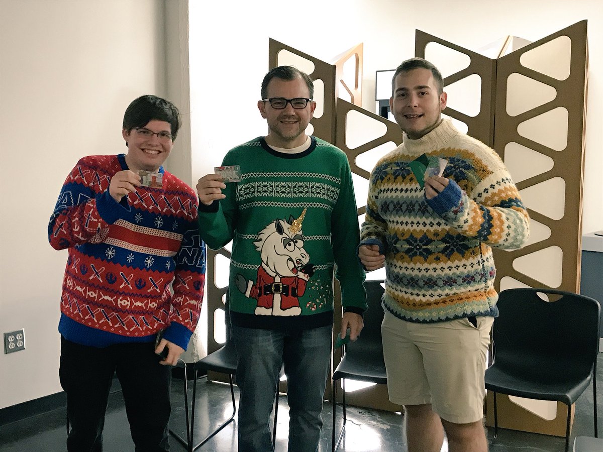 Here are our top 3 “ugliest Christmas sweater” winners! Thank you all for participating.