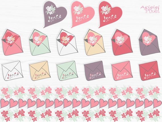 Valentine Love Mail clip art and digital papers, candy colors, hand drawn clipart, small commercial use, #digital #download etsy.me/2yY4nB3 #supplies #pink #engagement #valentinesday #kidscrafts  #purple #candycolors #handdrawnclipart #clipart
