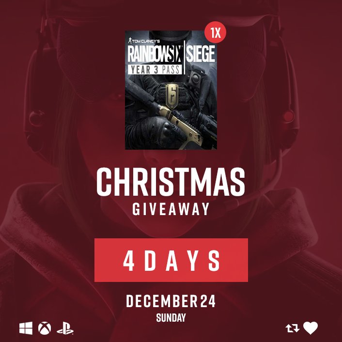 4 DAYS until christmas! Together with @TTD_MagicI I'm giving away 1x copy of <a href="/Rainbow6Game/">Rainbow Six Siege X</a> Y3 season pass! LIKE &amp; RETWEET! #kassLOVE