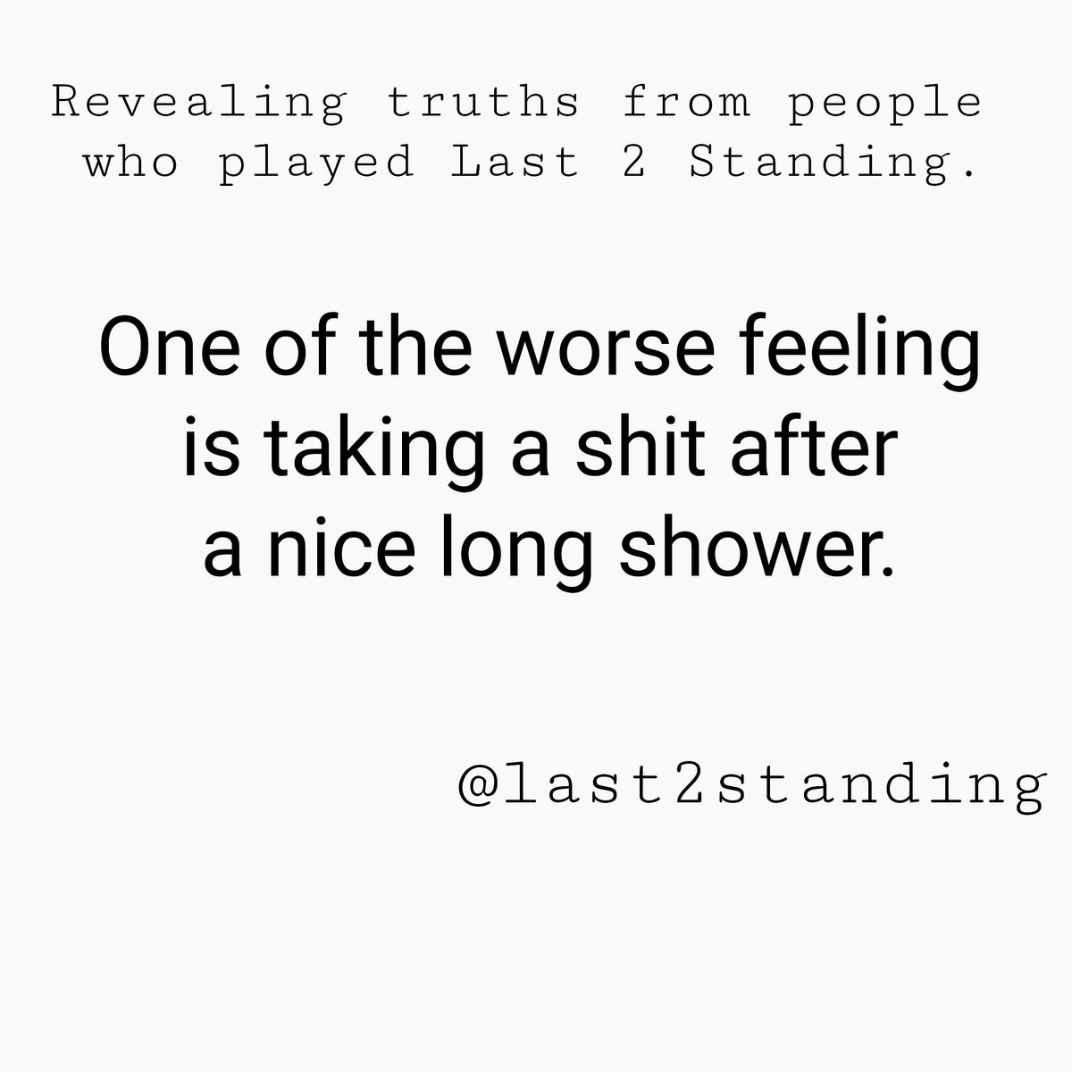 Last2Standing's tweet photo. "Tell us one of the worse feeling that others might not think is"

 😂😂😂 Now this is a revealing truth that I did not expect to hear from someone playing the game. #gamenight #shit #truth #MarriageBootCamp #GameofGames https://t.co/RElC6oZWJW