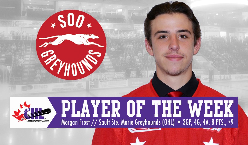 #CHL Player of the Week is <a href="/NHLFlyers/">Philadelphia Flyers</a> prospect <a href="/_morganfrost_10/">morgan frost</a> helping top ranked <a href="/OHLHoundPower/">Soo Greyhounds</a> extend winning-streak to 20: bit.ly/2CGYvyD