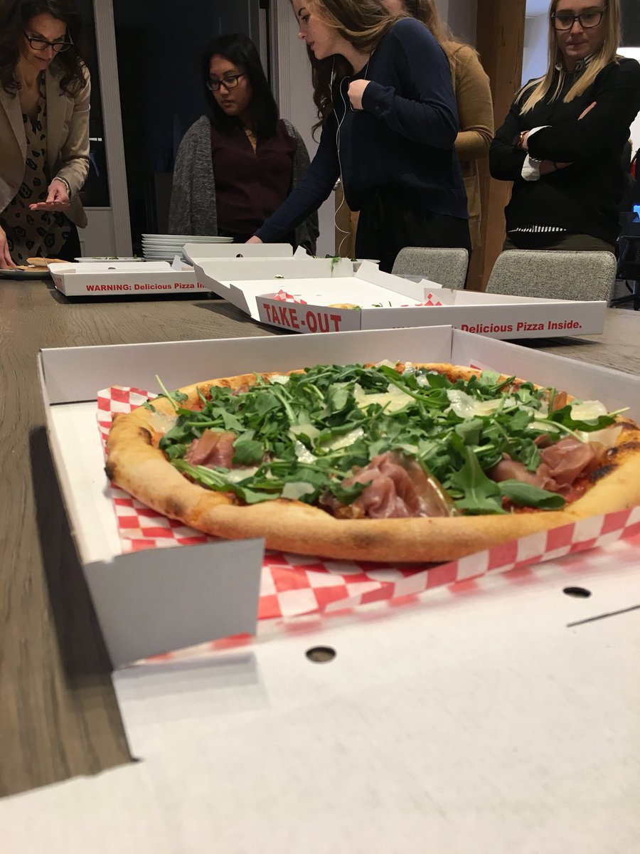 BrooklinePR's tweet photo. It’s our last day in the office for the year, so naturally we celebrate with pizza! #bprbold https://t.co/GLDPe1SnQH