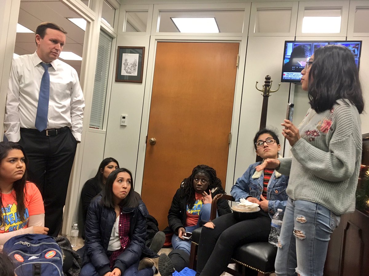 .<a href="/CT4aDREAM/">CT Students for a Dream</a> stages sit-in protest at <a href="/ChrisMurphyCT/">Chris Murphy 🟧</a>'s Washington office calling on him to vote against spending bill that doesn't address DACA courant.com/politics/capit… #ctpolitics
