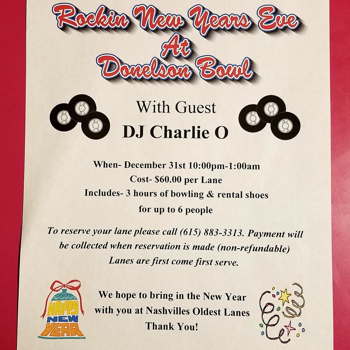 Limited spots available. Call (615) 883-3313 to reserve your lane.  #newyearseve
#nashville #NashvilleNYE