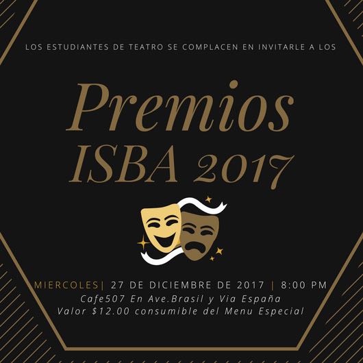 _oscarrawlins's tweet photo. No puedes faltar a los premios #ISBA2017 en #Cafe507 es una noche para celebrar la cultura. @PuntoBohemio @CulturaArtePTY @TeatroInac @TeatroPTY https://t.co/VsX5A2Kt2e