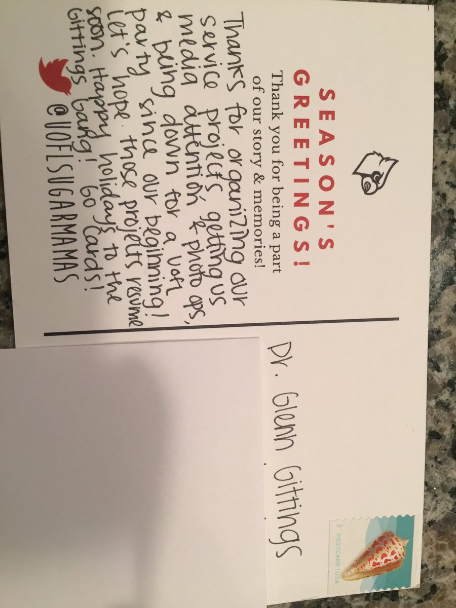 Excited to receive one of the inaugural <a href="/UofLSugarMamas/">UofL Sugar Mamas</a> Christmas cards! Looks like the post office left this one clean too! @cardsamandaj