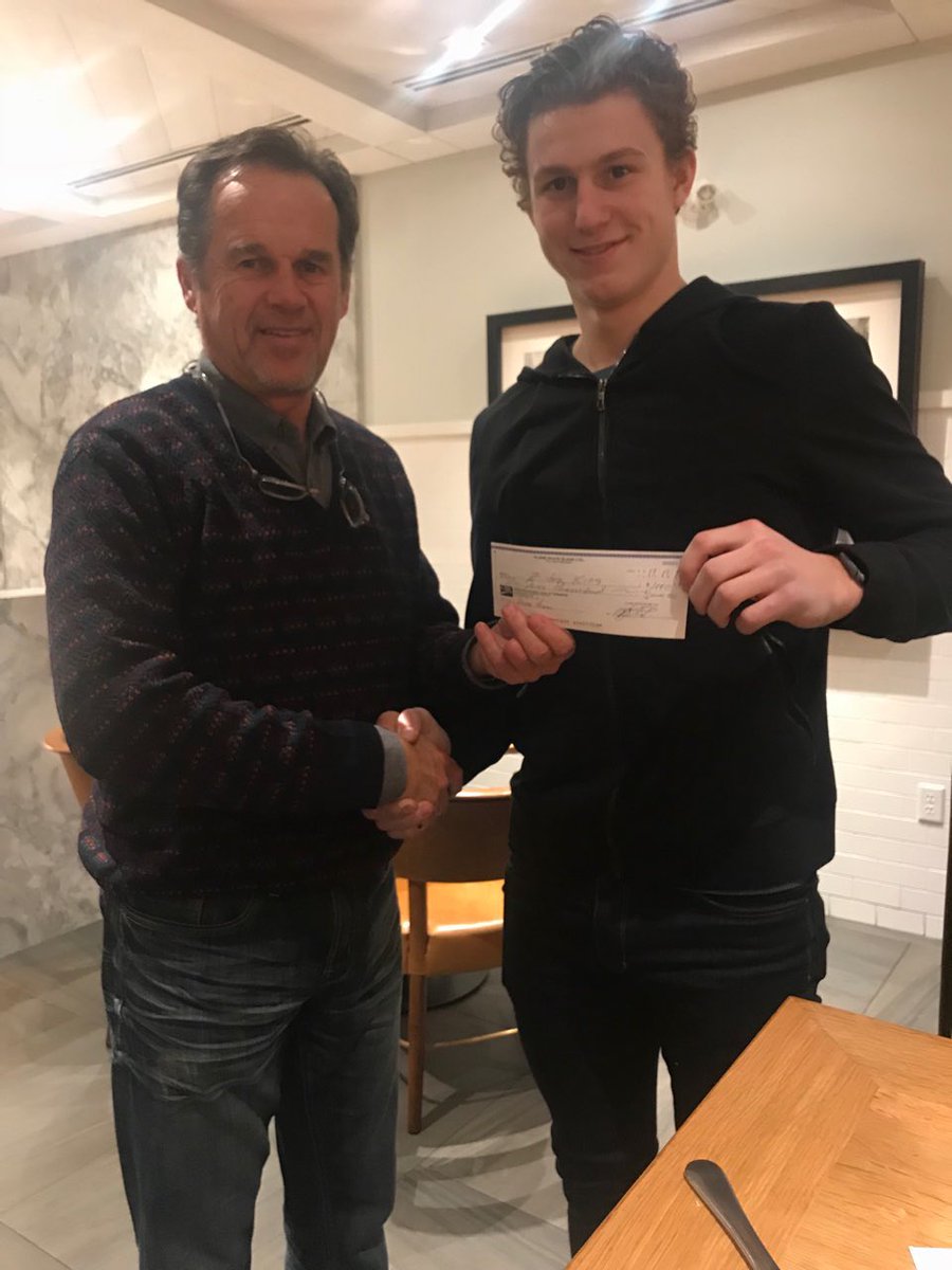 Today we have Zach Fischer accepting a corporate donation from Jim Stuart of @FlareSkateBlade , thank you Jim!  #appreciation #forthekids!
