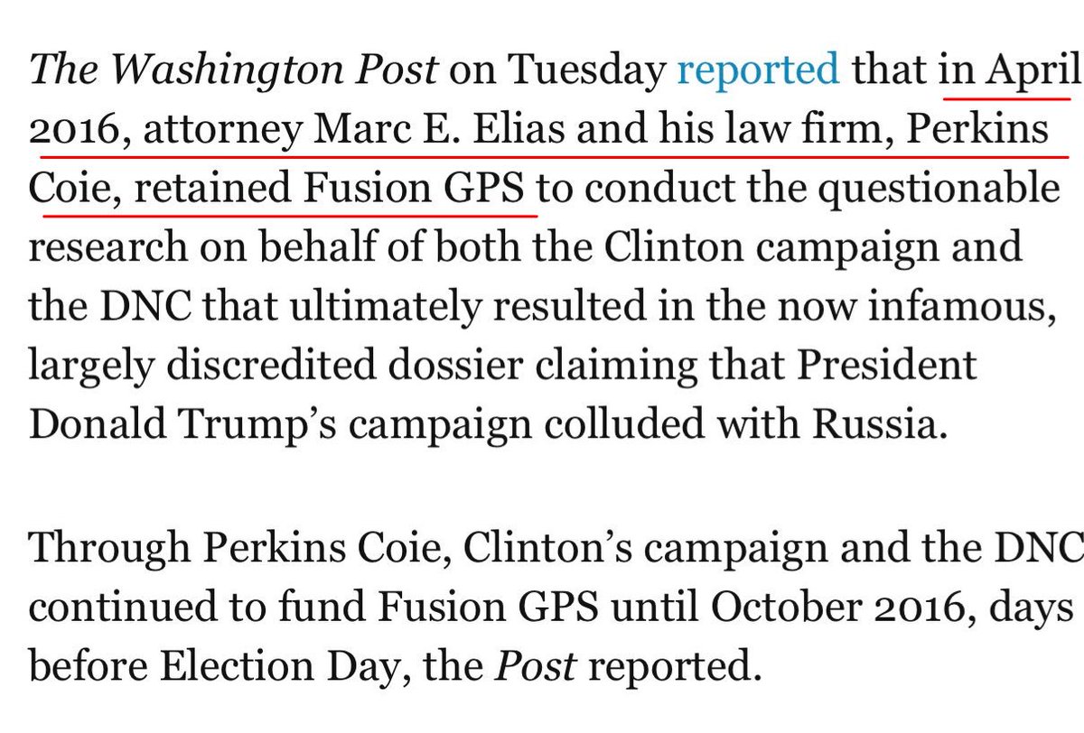 (7) Guess what else happened in April?  #PerkinsCoie lawyer retained  #FusionGPS who, as we know provided us with the  #TrumpDossier