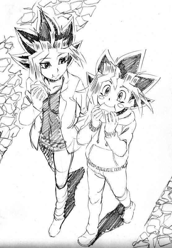 僕は遊戯さんが何かを食べていて、闇さまは暖かく見守ってる?みたいな絵を何故かイッパイ描いてしまうんですが、しかし遊戯さんは原作・アニメ両方を観ても『食事シーン』は、ほぼ無いので、そこから拾ってきたわけではないはず…原作にもアニメにも無い、つまりこのシチュエーションは…僕の性癖…。