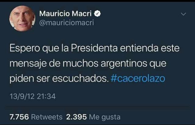 EricaASchmidt's tweet image. @mauriciomacri q ironía, no? Señor presidente? Como usted pedía, espero q el mensaje de 2 noches seguidas de cacerolas sea escuchado 
#Cacerolazo