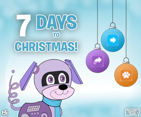 CodesAndClues's tweet image. Robot Puppy is excited to be only a week away from Christmas!
#NancyDrew #NancyDrewCodes #Christmas