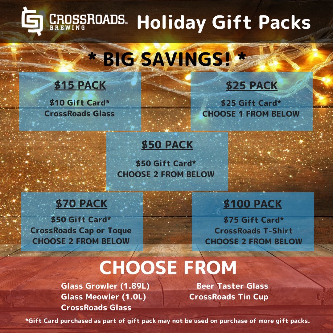 crossroadscraft's tweet image. Buy that special someone on your list a CrossRoads Brewing Gift Pack! #CrossRoads #BCCraftBeer #CraftBeer #HolidayGiftPack #GiftPack