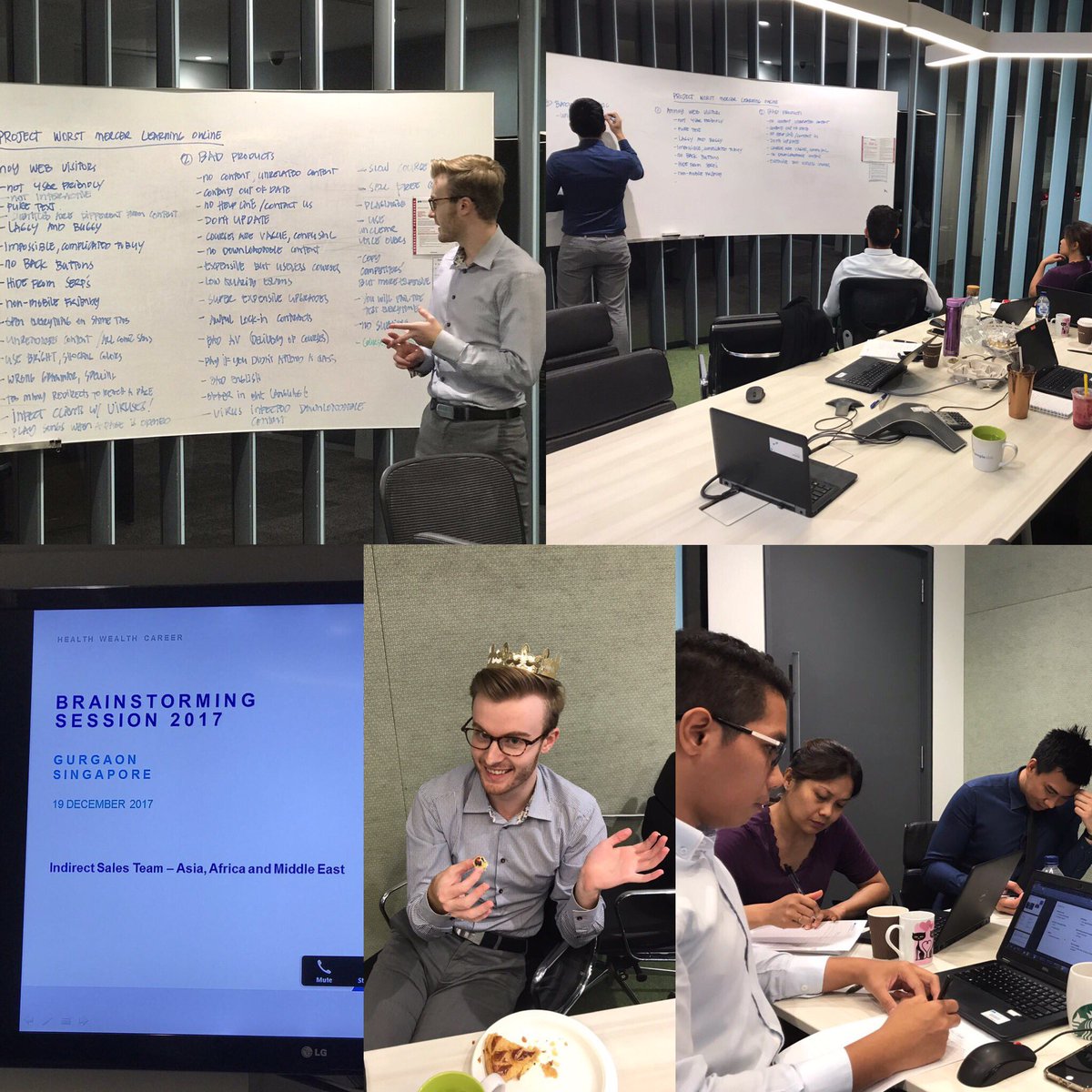 celineviaene2's tweet photo. Team #brainstorming and #brainwritting sessions. Starting with the worst outcome possible and then the best! Including a #gallettedeseois with King @andrewldavy ! @lifeatmercer @mercer @eridhan @puneetkhanduja2 https://t.co/99L7HOXKUE