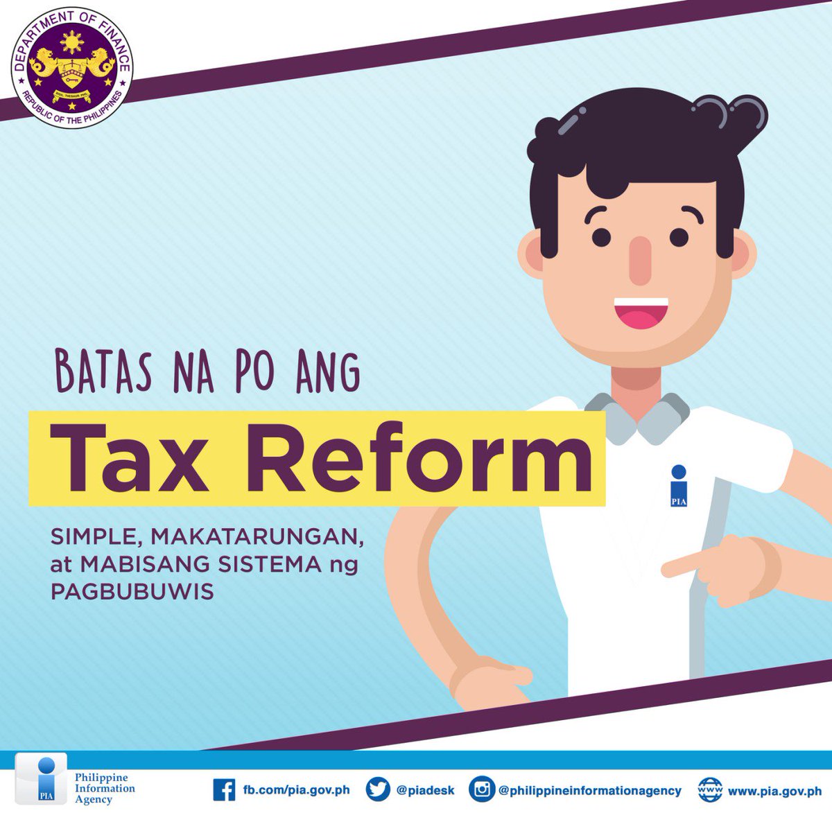 PIADesk's tweet photo. ICYMI: Ang unang bahagi ng Tax Reform for Acceleration and Inclusion (TRAIN) ay isa nang ganap na batas.
Sa karagdagang impormasyon, basahin ito: https://t.co/jc089F7xGn
Sa mga katanungan, maaaring sumangguni sa: Department of Finance.
#TRAIN
#TaxReformNow
#Support99 https://t.co/1J6GMAdxsw